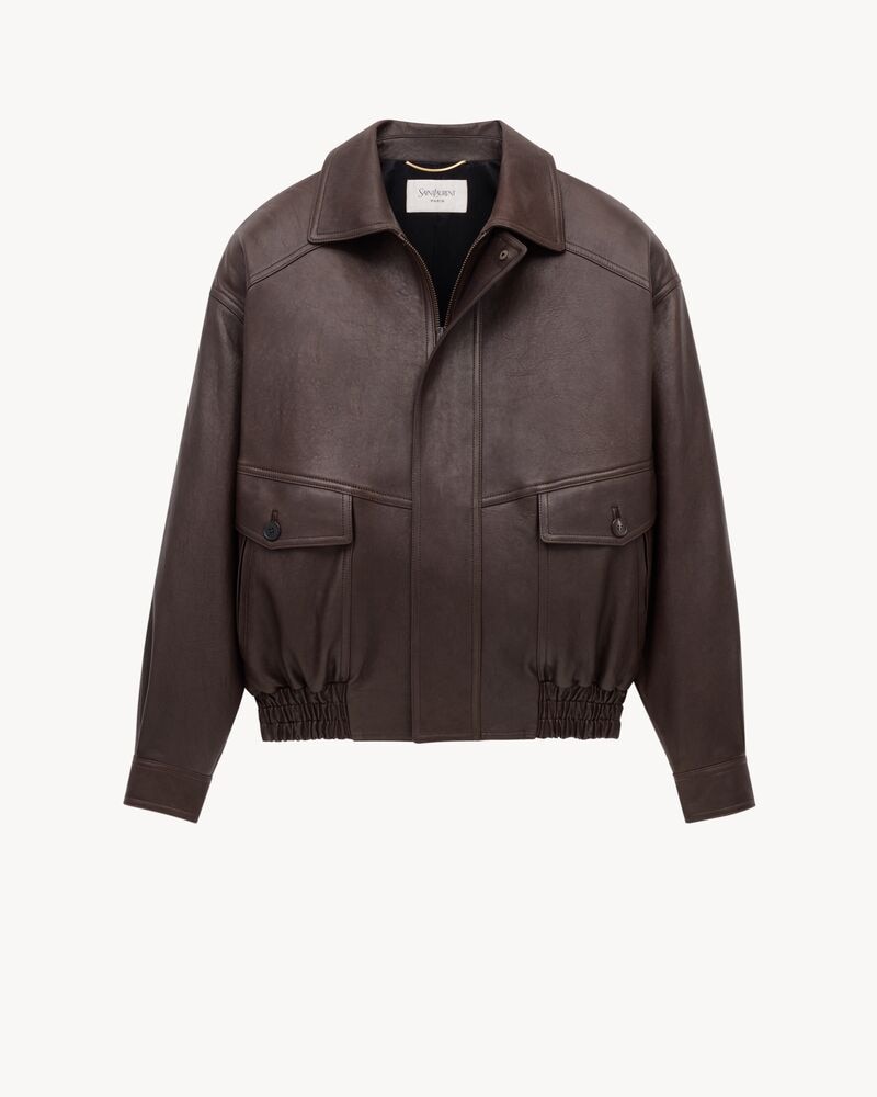 bomber jacket in bubbled lambskin