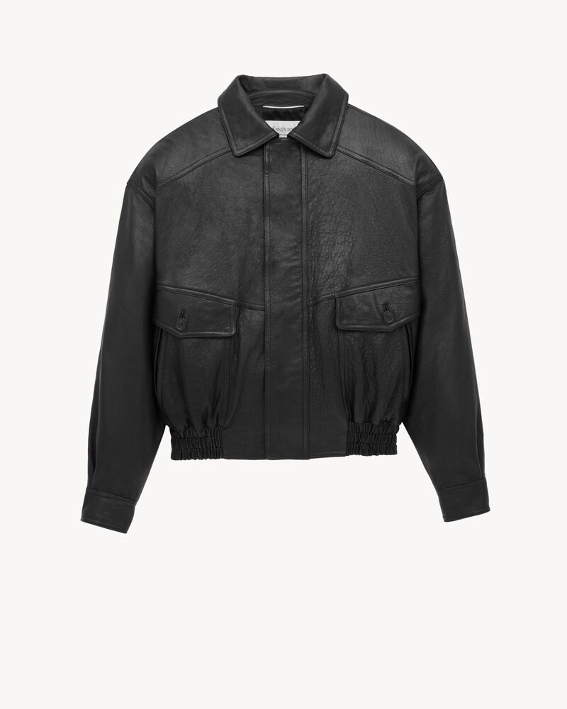 bomber jacket in bubbled lambskin