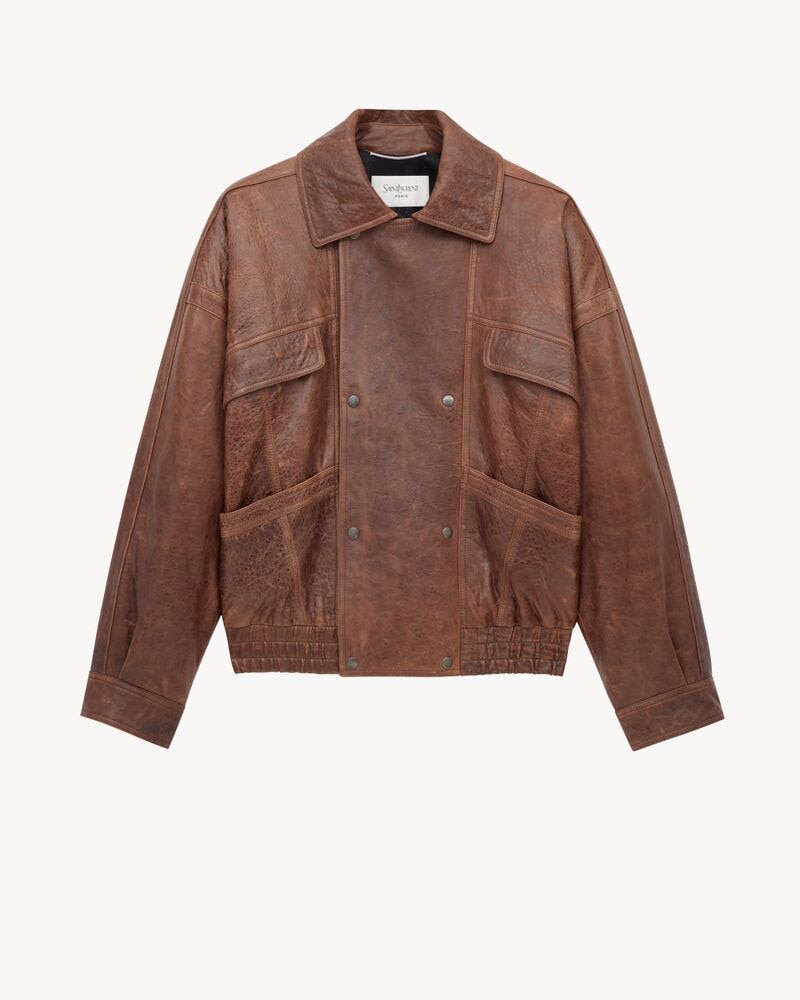 bomber jacket in aged lambskin