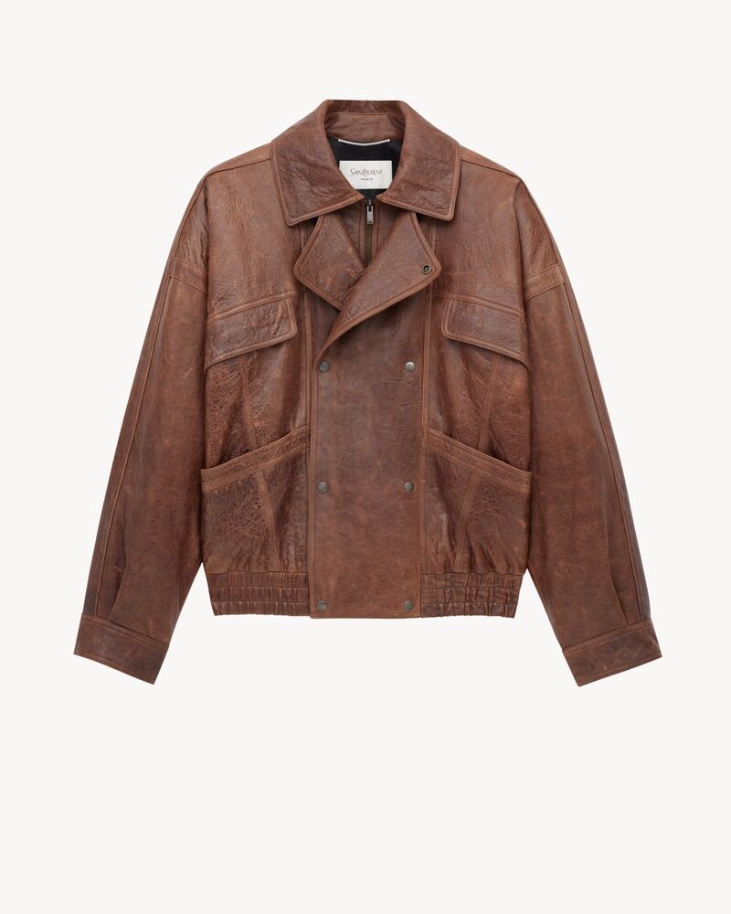 bomber jacket in aged lambskin