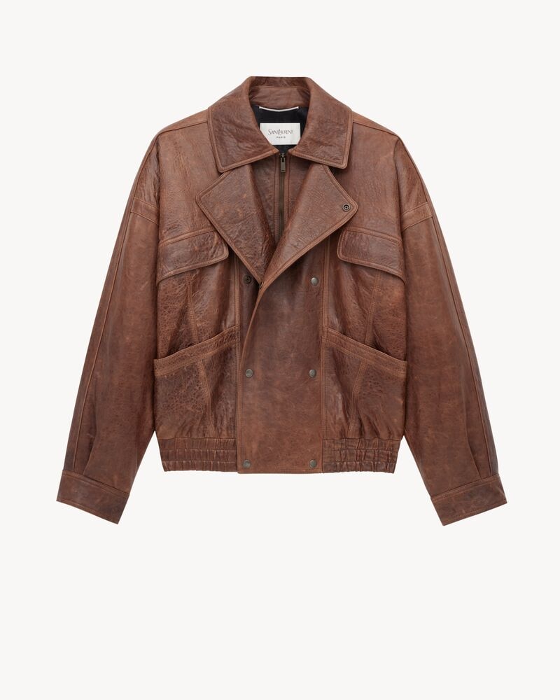 bomber jacket in aged lambskin
