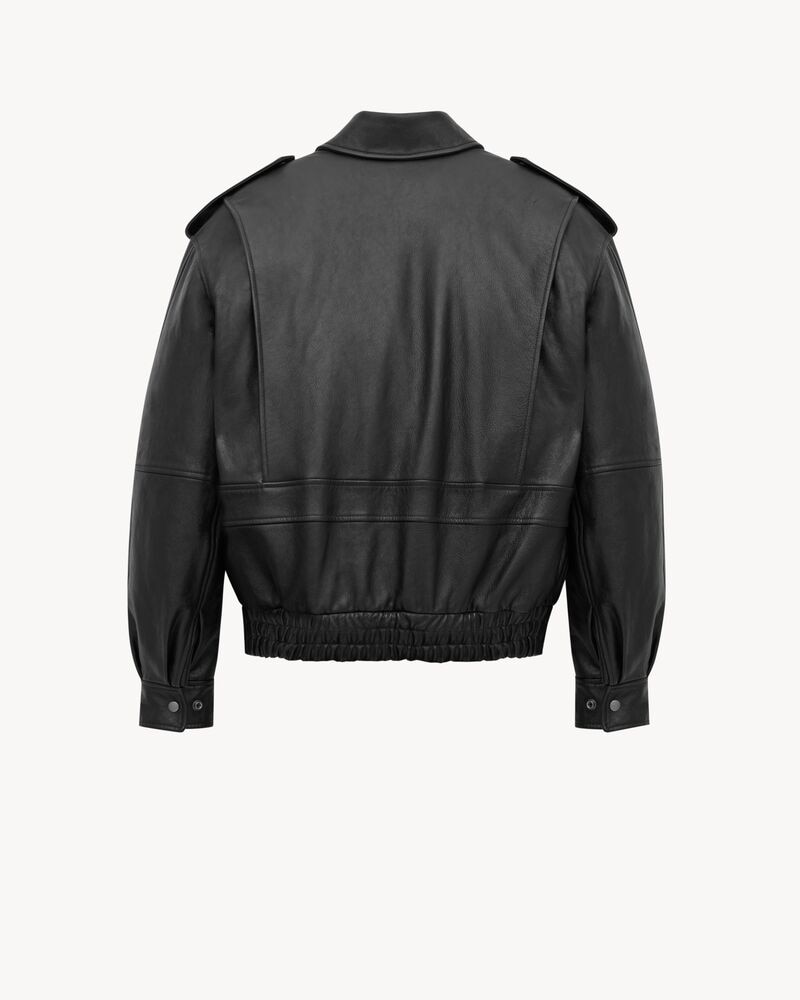 oversized jacket in grained leather