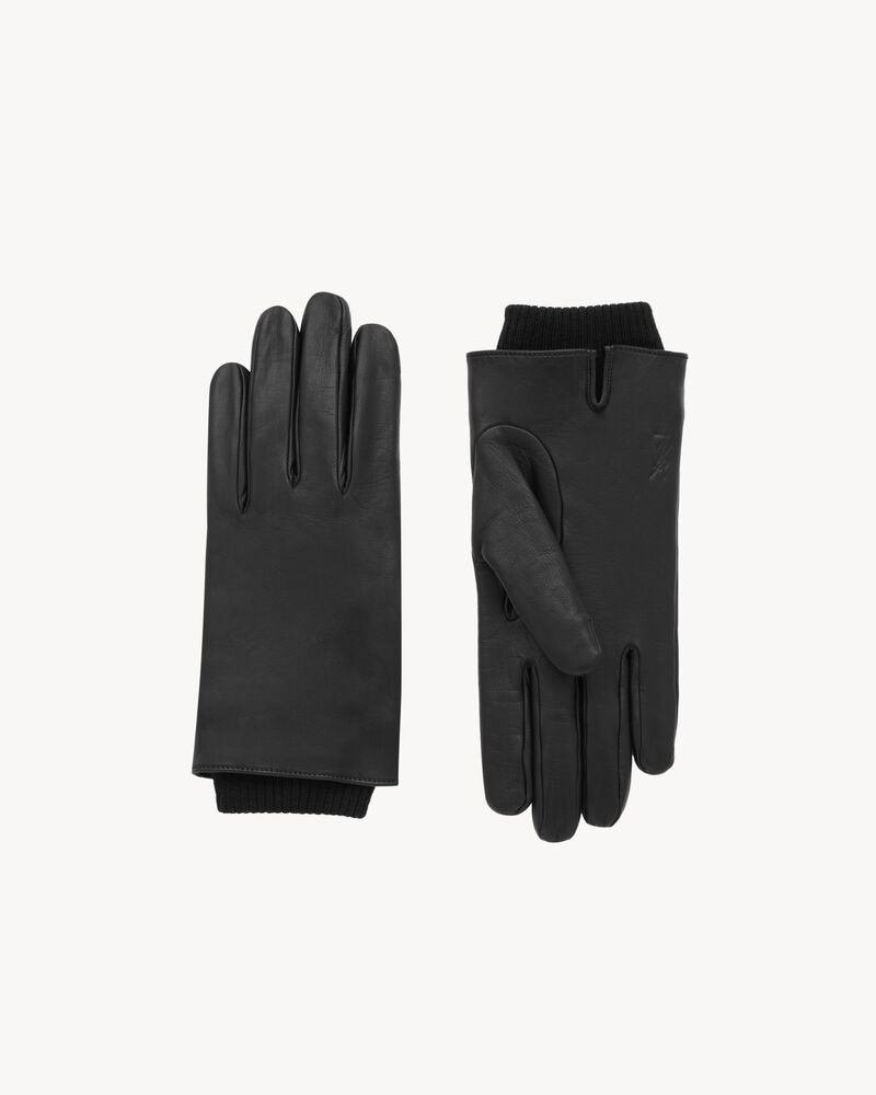 CASSANDRE CUFFED GLOVES IN LEATHER AND WOOL