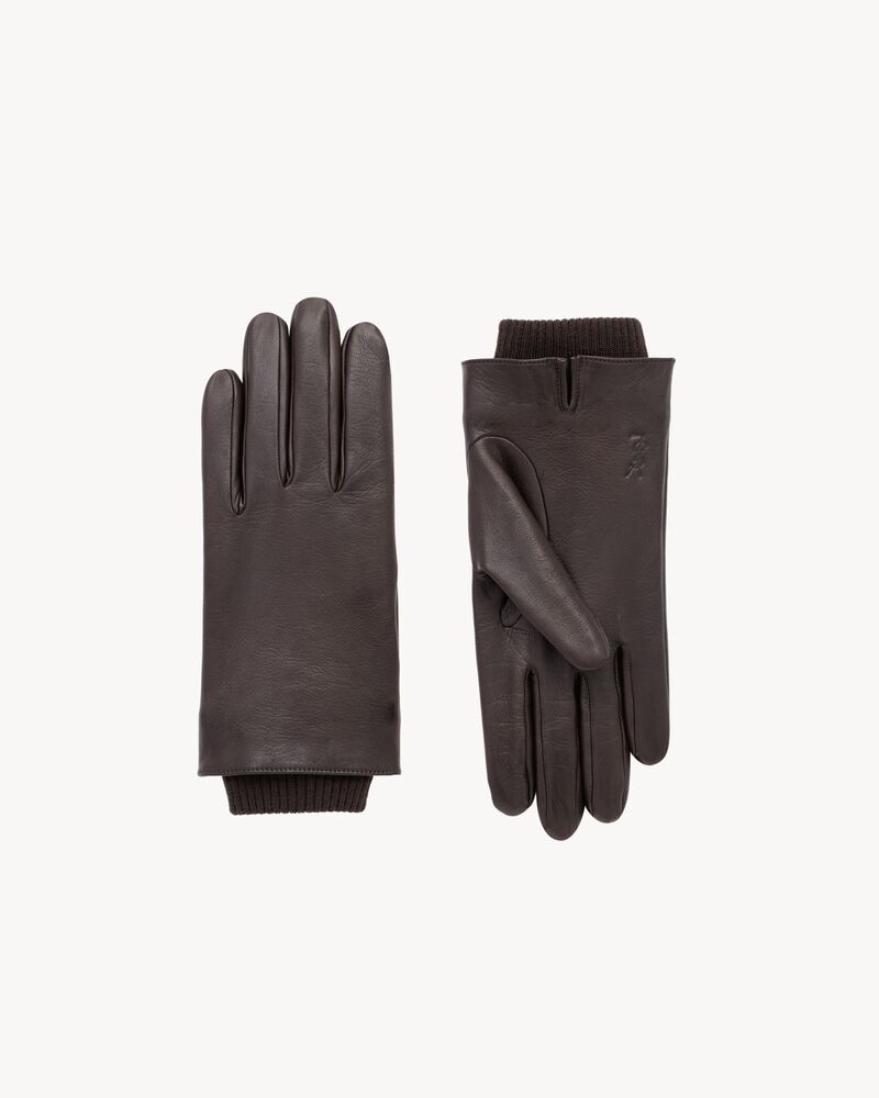 CASSANDRE CUFFED GLOVES IN LEATHER AND WOOL