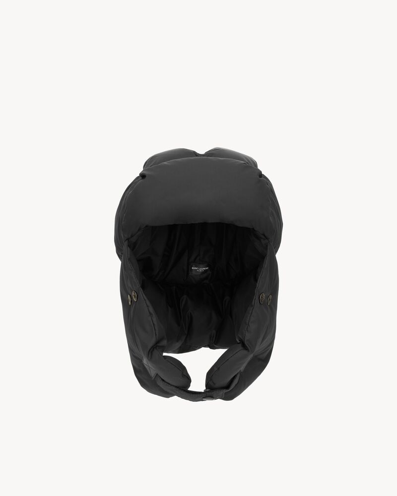 TRAPPER HAT IN NYLON, WOOL, CASHMERE, AND LEATHER