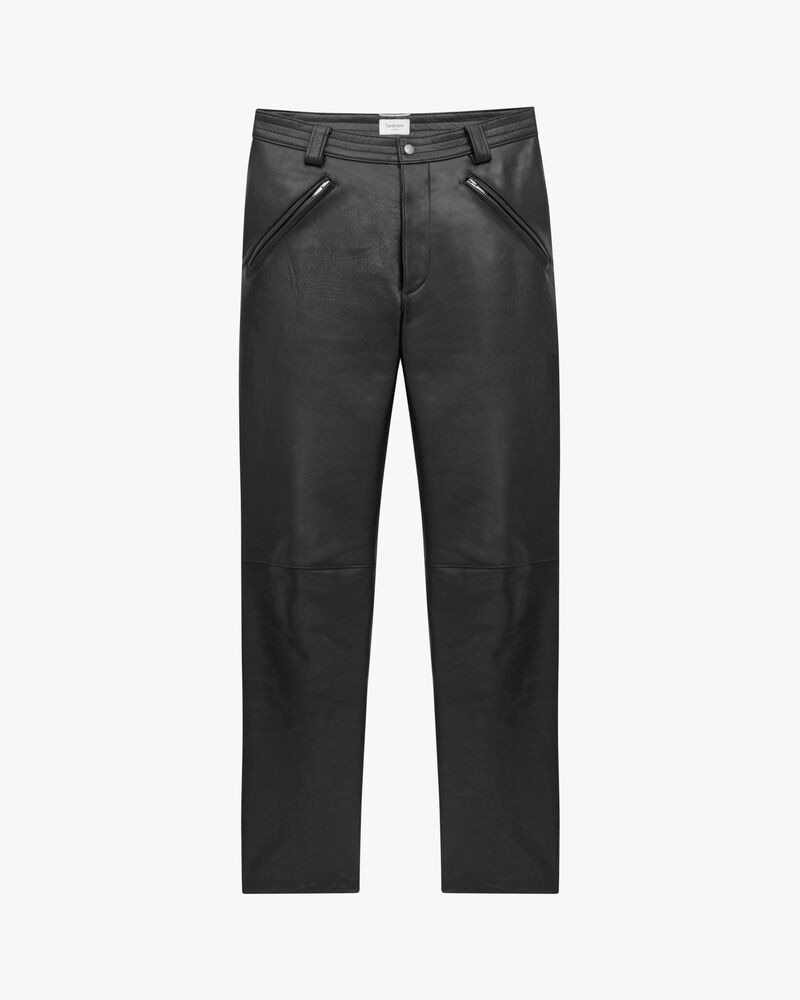 belted pants in grained leather