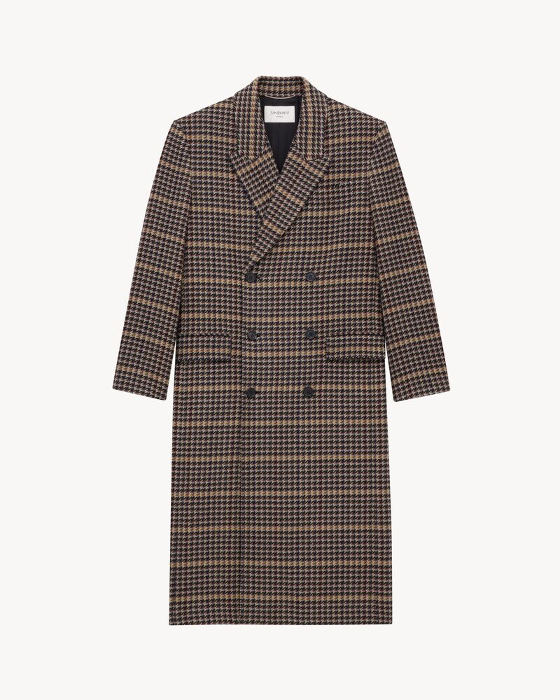 long coat in wool check