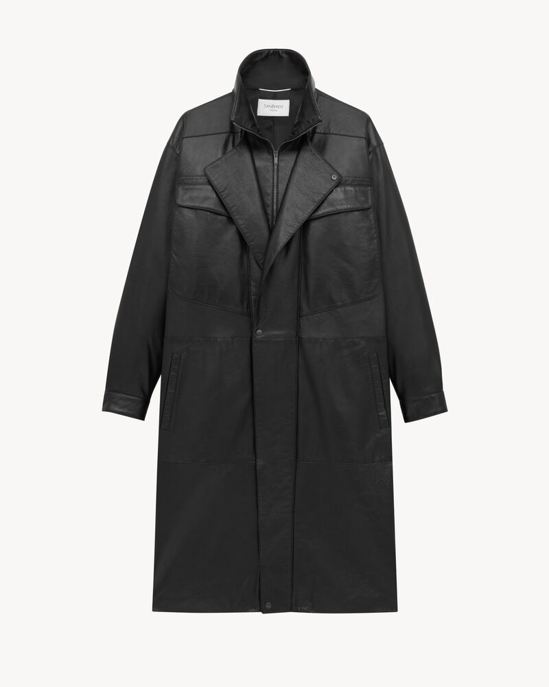 long coat in bubbled lambskin