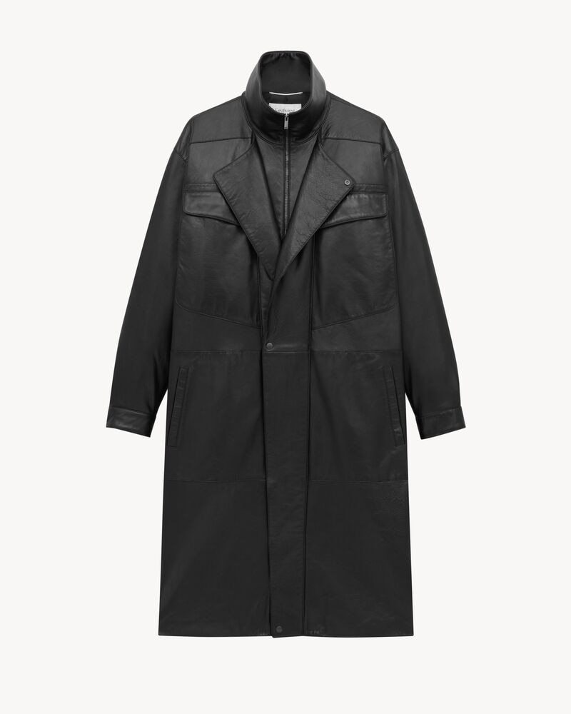 long coat in bubbled lambskin