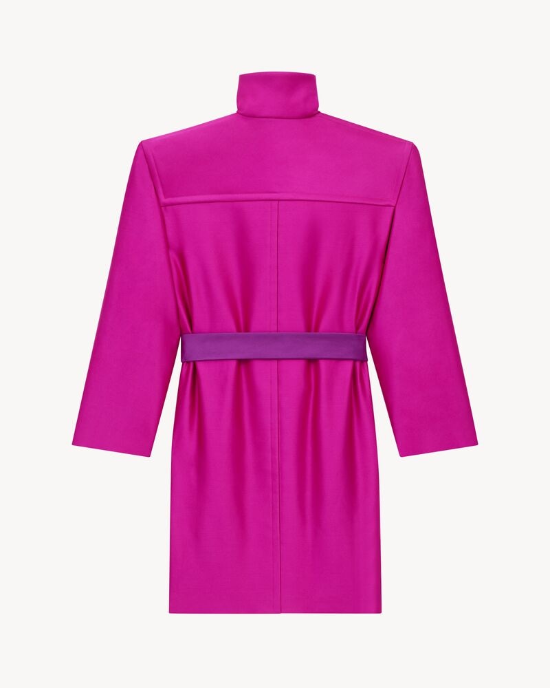 boxy belted coat in silk satin