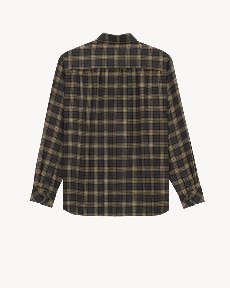 embroidered overshirt in wool check
