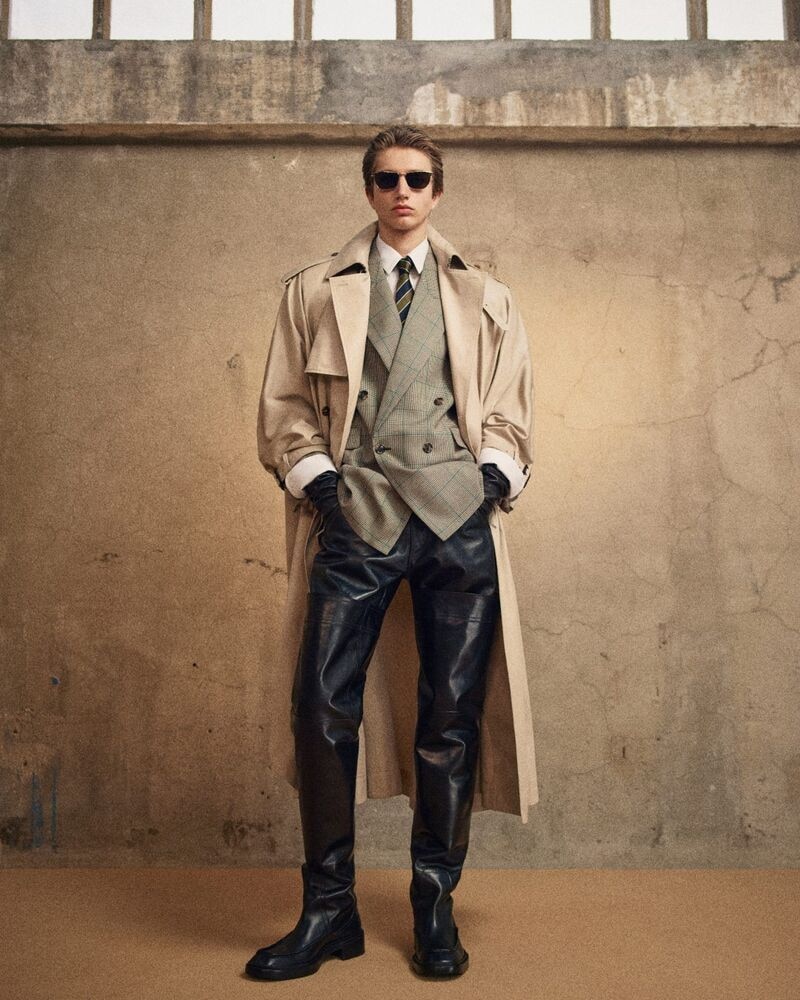 trench cape in cotton twill