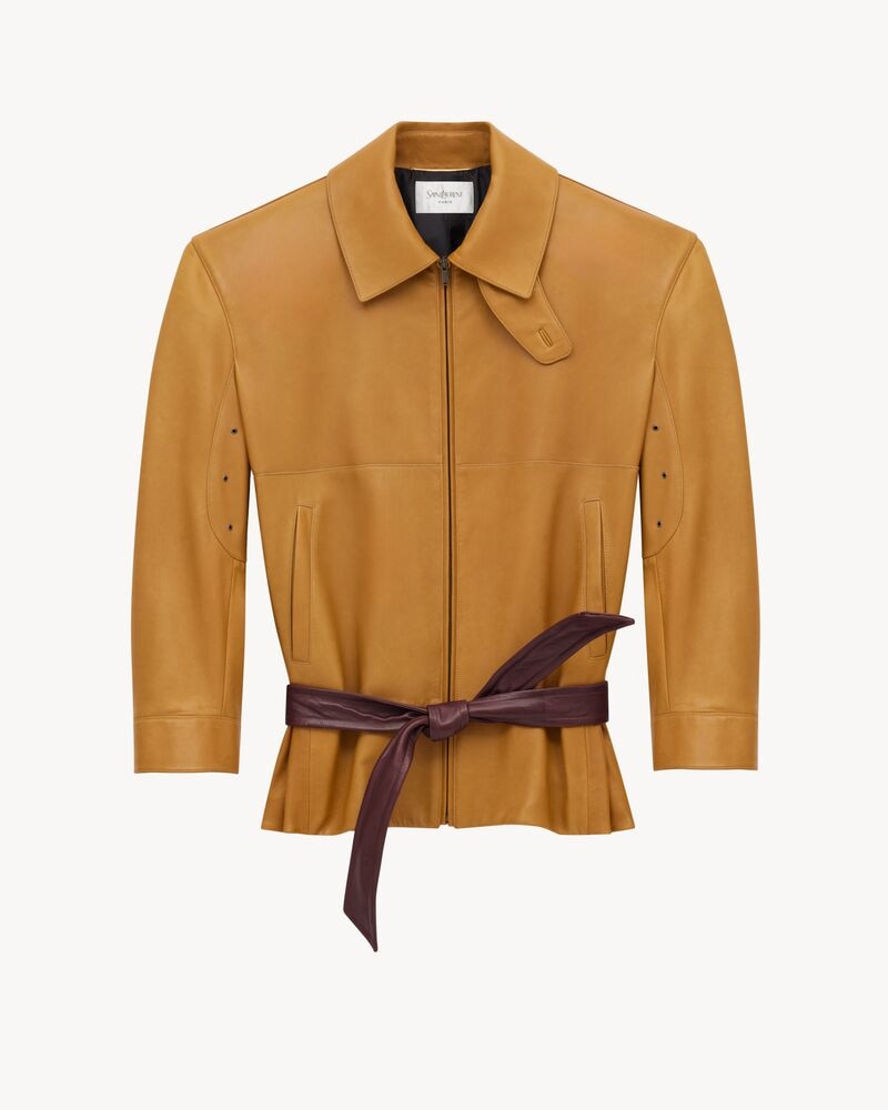 belted jacket in lambskin