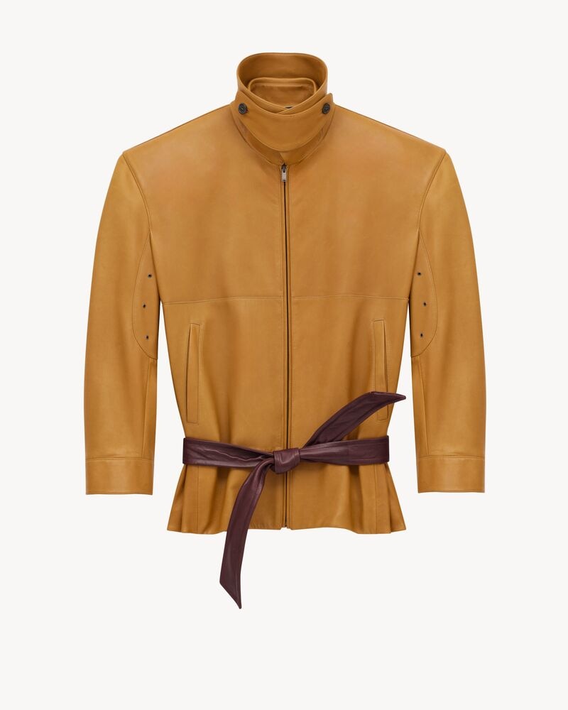 belted jacket in lambskin