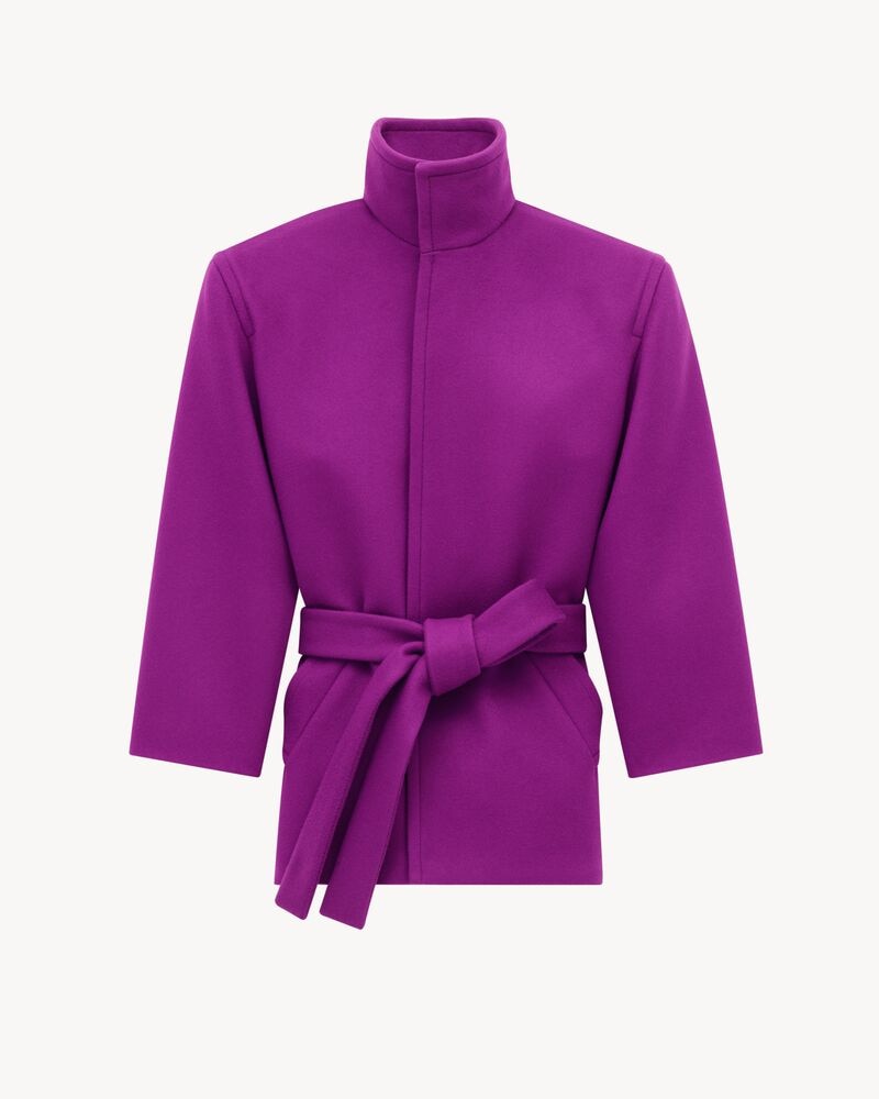 boxy belted coat in wool