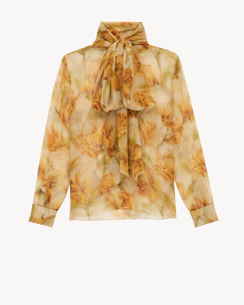 lavallière blouse in floral silk muslin