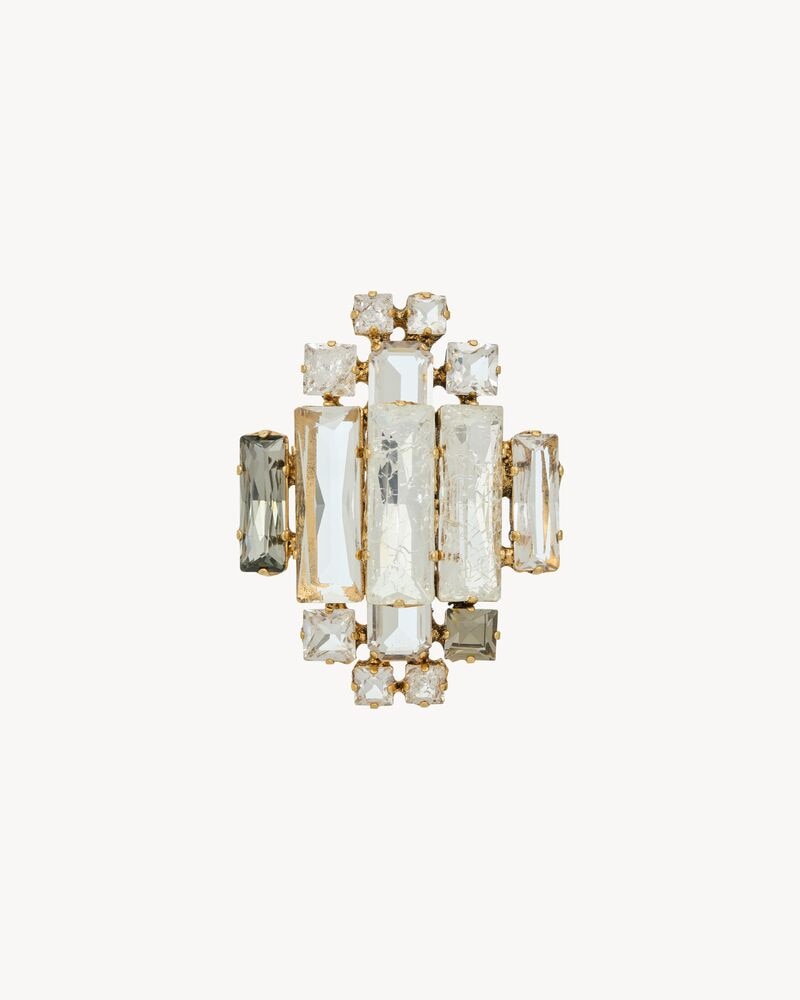 Crystal medallion brooch in metal